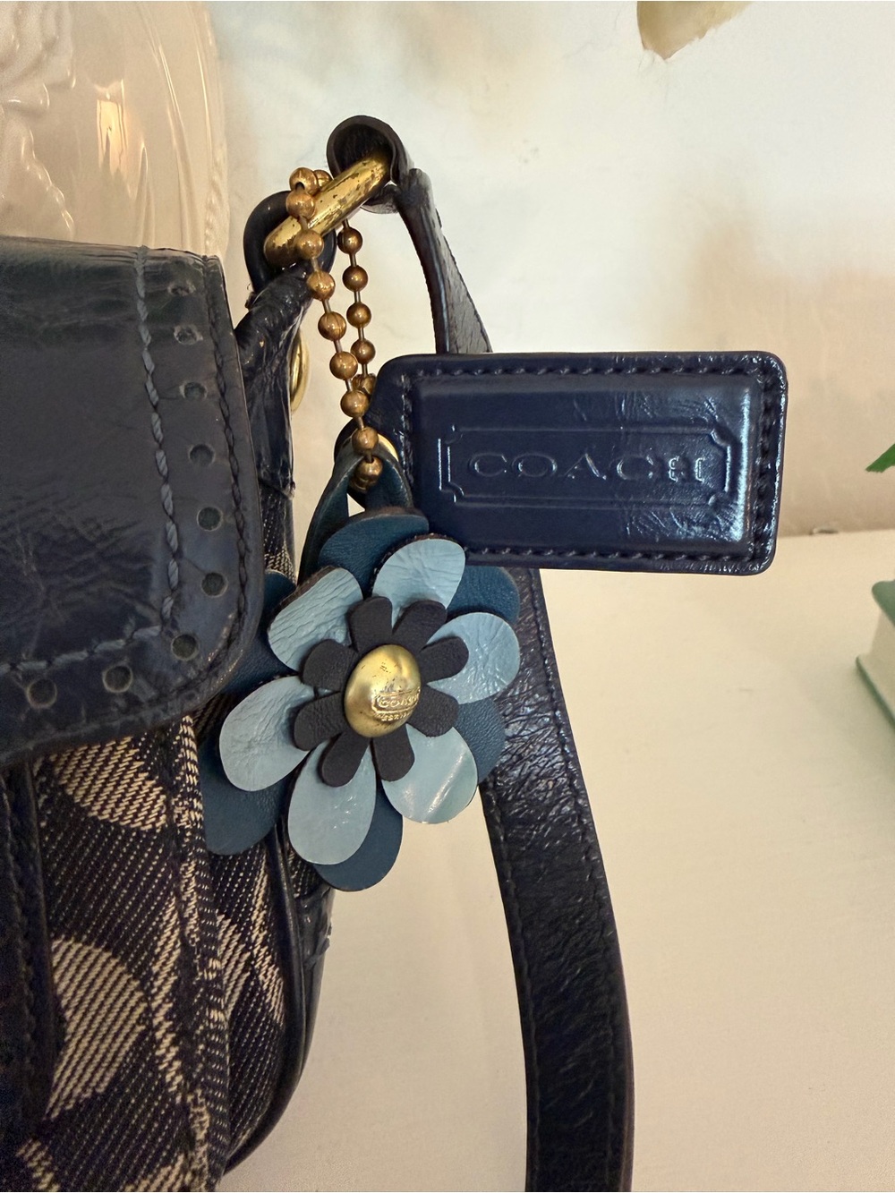 COACH Bleecker Navy Signature Denim & Patent Leather Jessie Crossbody Bag, 12534 - Picture 4 of 16